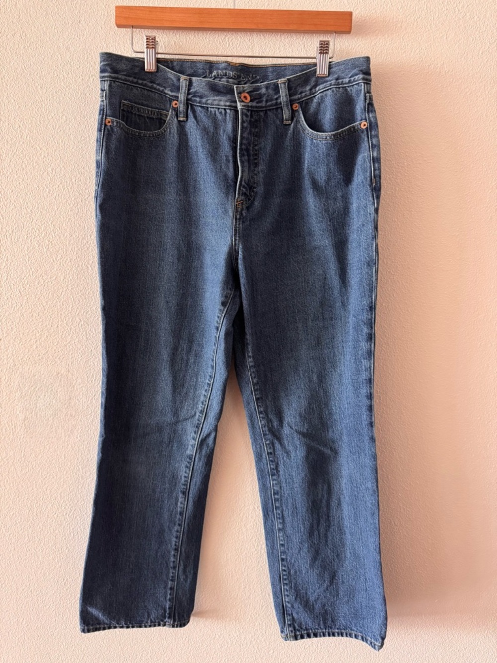 Land’s End High Rise Straight-Leg 100% Cotton Jeans Size 12